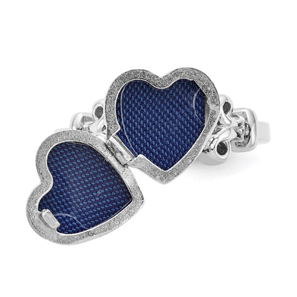 Sterling Silver Rhodium-plated 10mm Heart Locket Ring