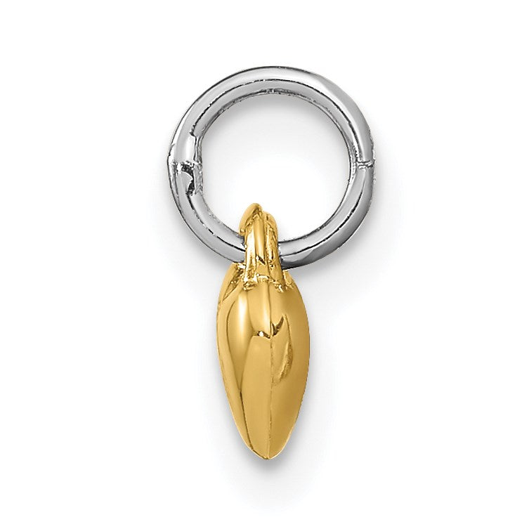 Sterling Silver Rhodium-plated w/Gold-plated Dia w/ Charm Heart Locket