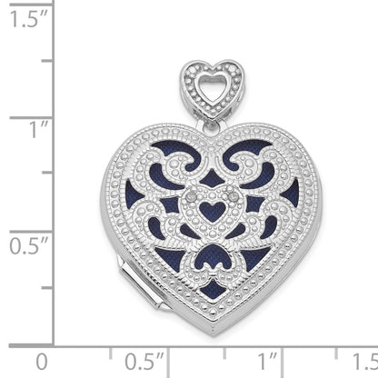 Sterling Silver Rhodium-plated 24mm w/ Diamond Vintage Heart Locket