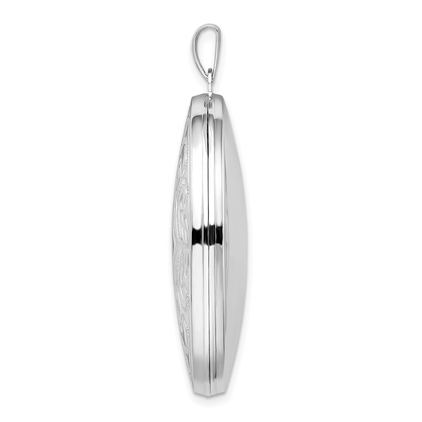 Sterling Silver Rhodium-plated Oval Scroll Locket
