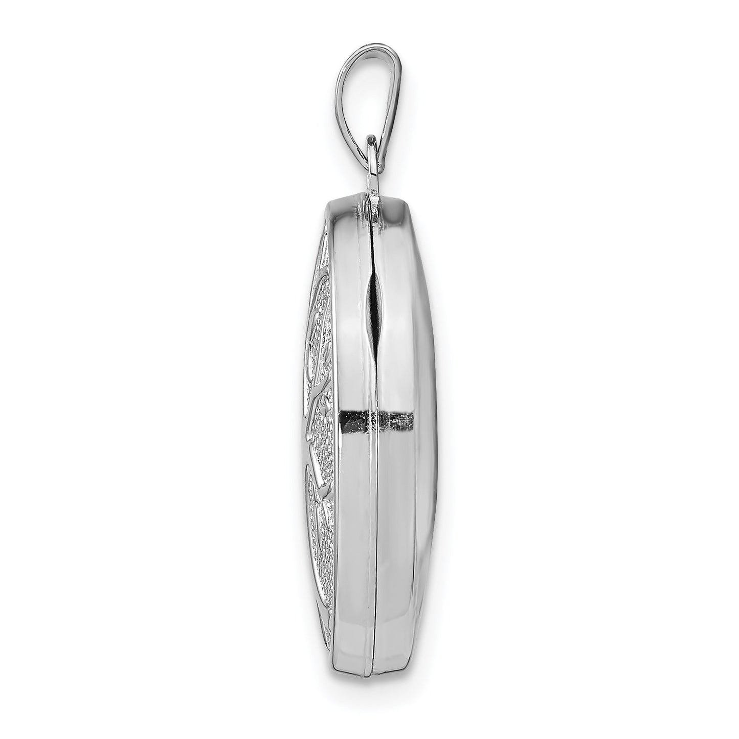 Sterling Silver Rhodium-plated Oval Tree Locket
