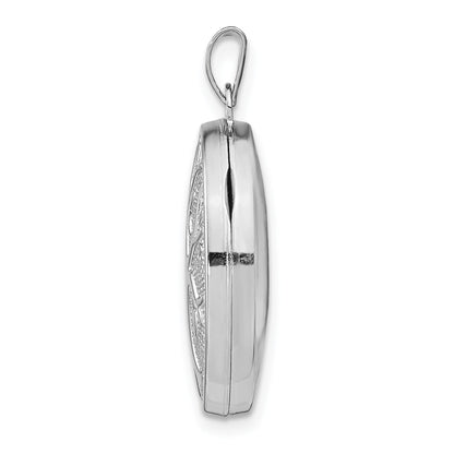 Sterling Silver Rhodium-plated Oval Tree Locket