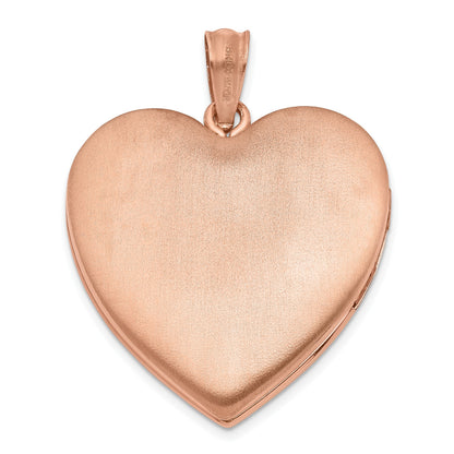 Sterling Silver Rose Gold-plated 24mm Plain Heart Locket