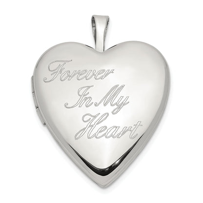 Sterling Silver Rhod-pltd 20mm FOREVER IN MY HEART Heart Locket