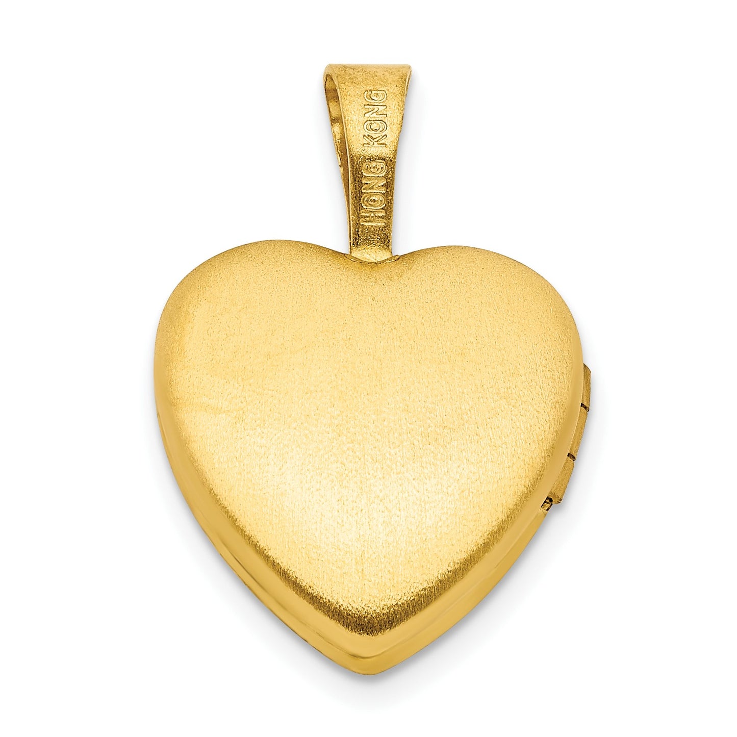 Sterling Silver Gold-plated Satin & Polished 12mm Fairy Heart Locket