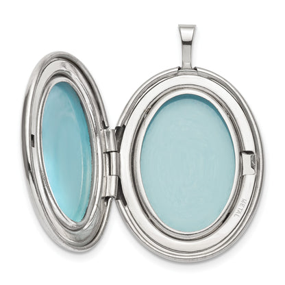Sterling Silver Rhod-pltd 20mm LOVE TO THE MOON Diamond Oval Locket