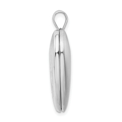 Sterling Silver Rhodium-plated 24mm D/C Cross Ash Holder Heart Locket