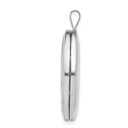 Sterling Silver Platinum-plated Oval Tree 26mm Locket