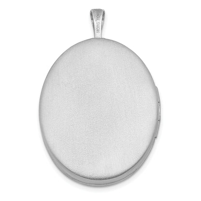 Sterling Silver RH 26mm Satin/Polished Enameled Roses Mom Oval Locket