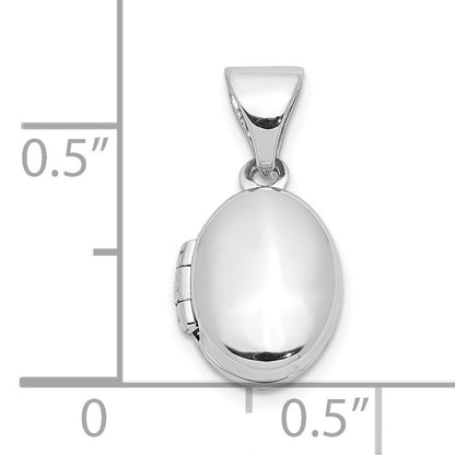 Sterling Silver Rhodium-plated 12mm Oval Locket