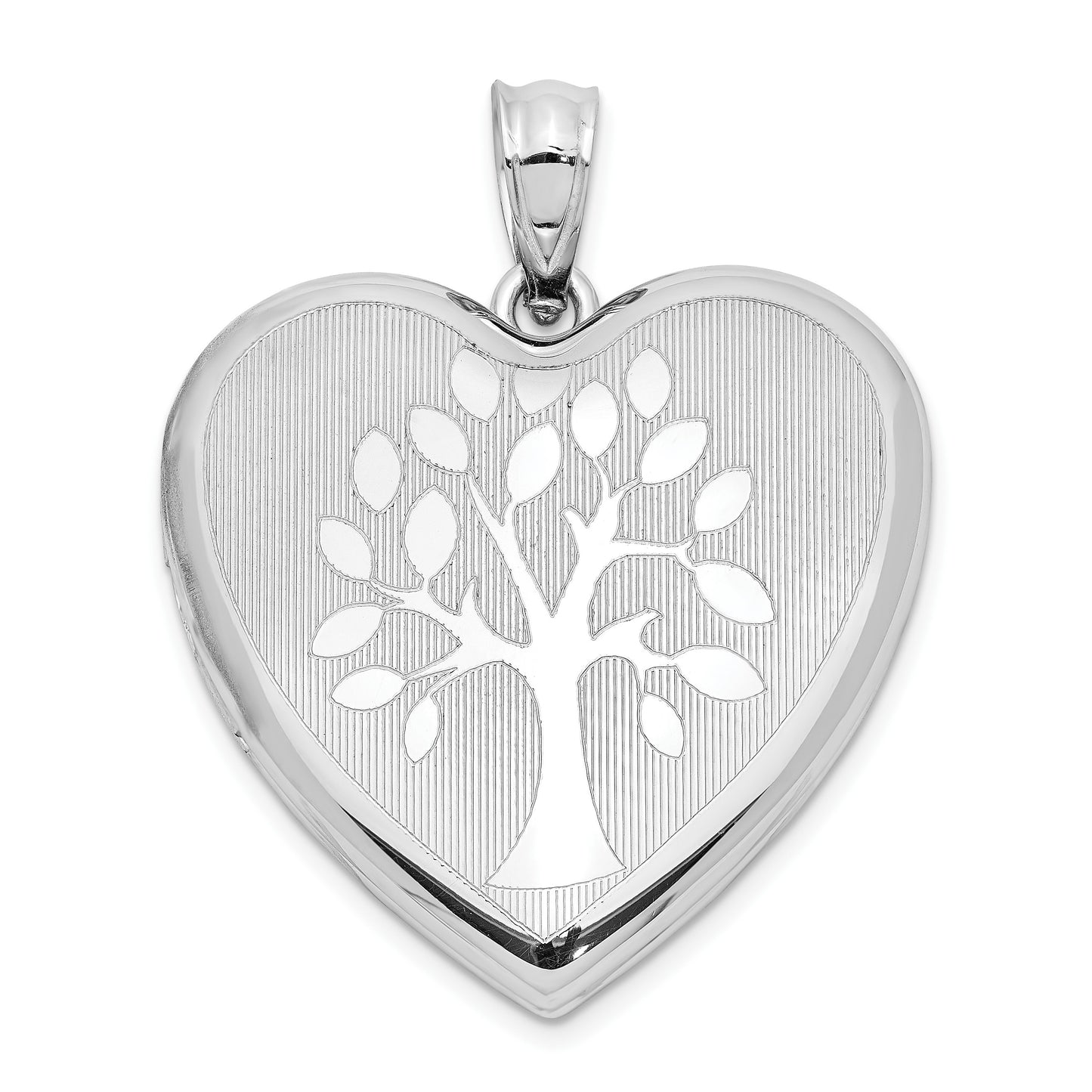 Sterling Silver Rhodium-plated Tree Ash Holder Heart Locket