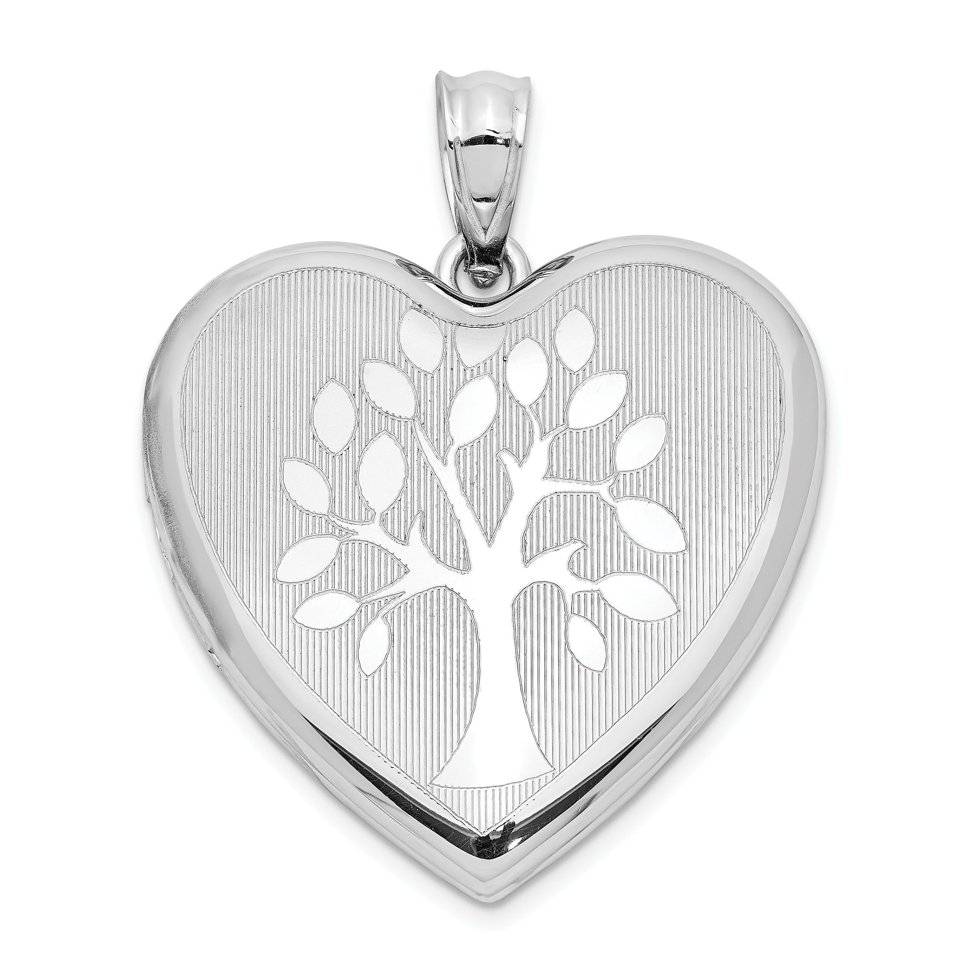 Sterling Silver Rhodium-plated Tree Ash Holder Heart Locket
