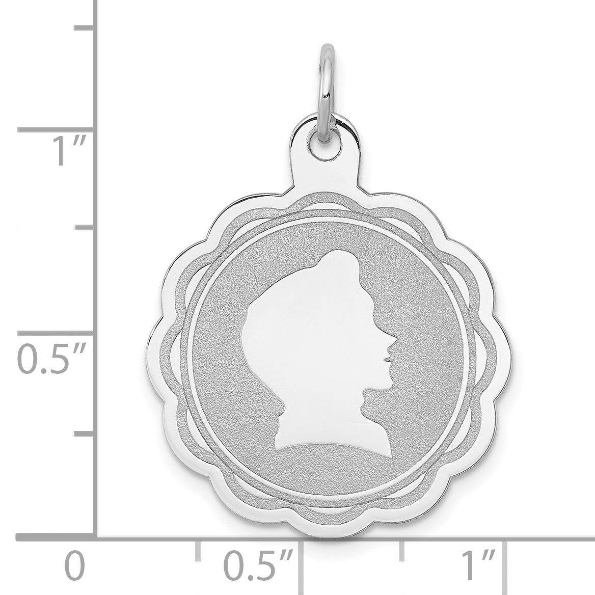 Sterling Silver Rhodium-plated Engravable Boy Disc Charm