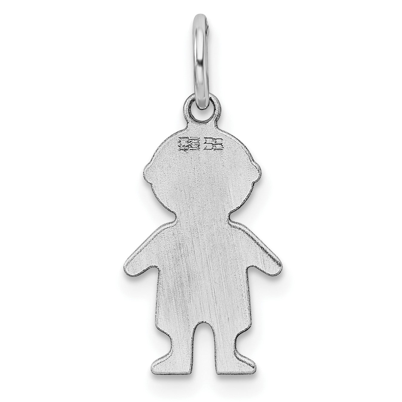 SSilver Rh-plt D/C Engravable Boy Polished Front/Satin Back Disc Charm