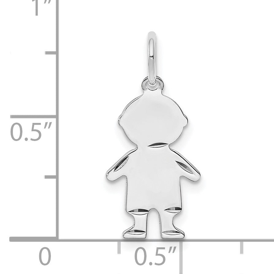 Sterling Silver Rh-plt Engravable Boy Polished Front/Back Disc Charm