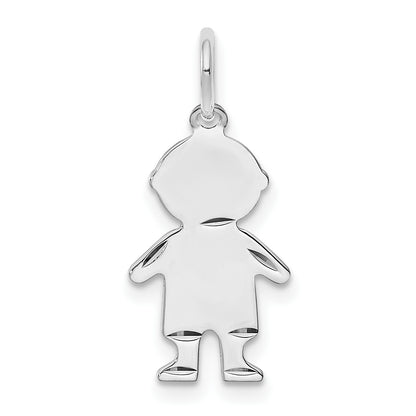 Sterling Silver Rh-plt Engravable Boy Polished Front/Back Disc Charm