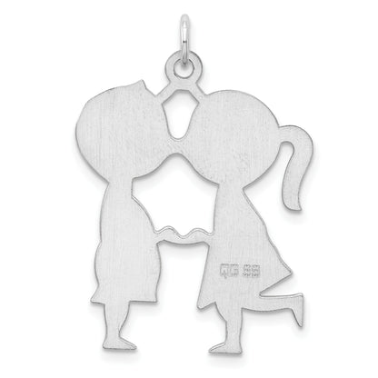 Sterling Silver Rhodium-plated Engravable Boy/Girl Disc Charm