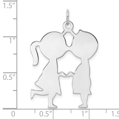 Sterling Silver Rhodium-plated Engravable Boy/Girl Disc Charm