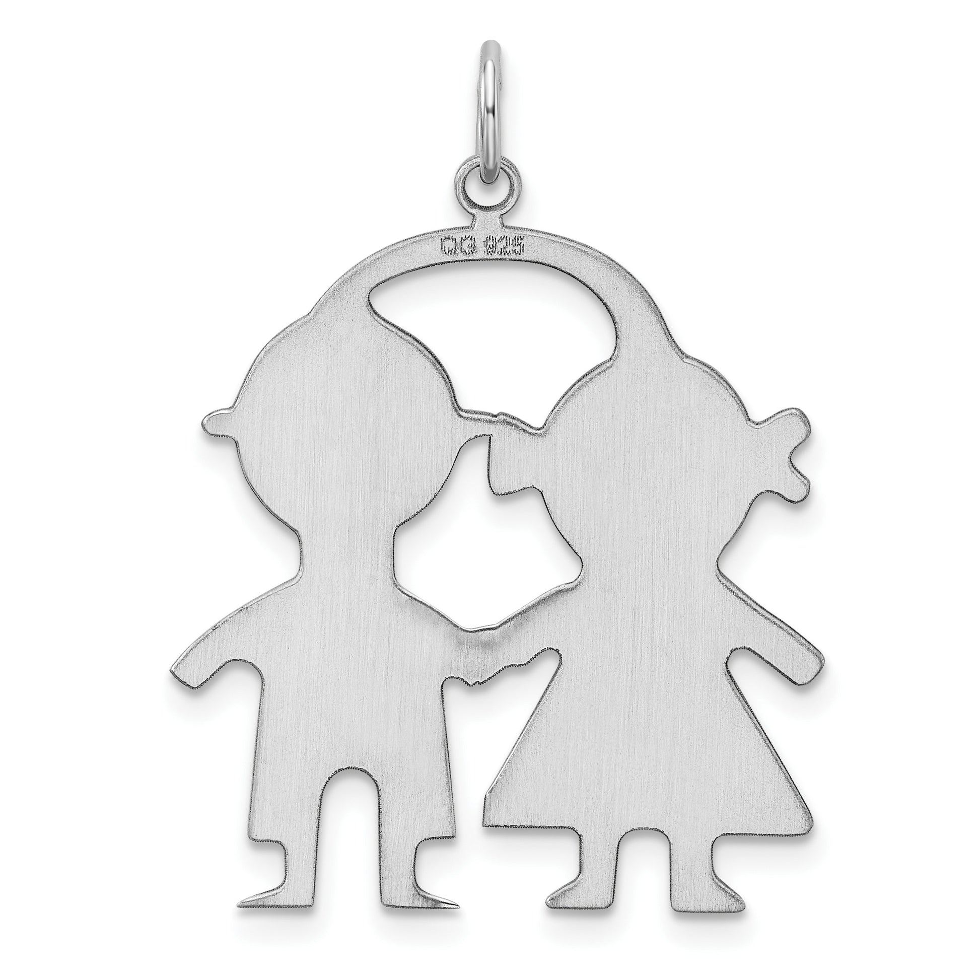 SSilver Rh-plt Engravable Boy/Girl Polished Front/Satin Back Disc Charm