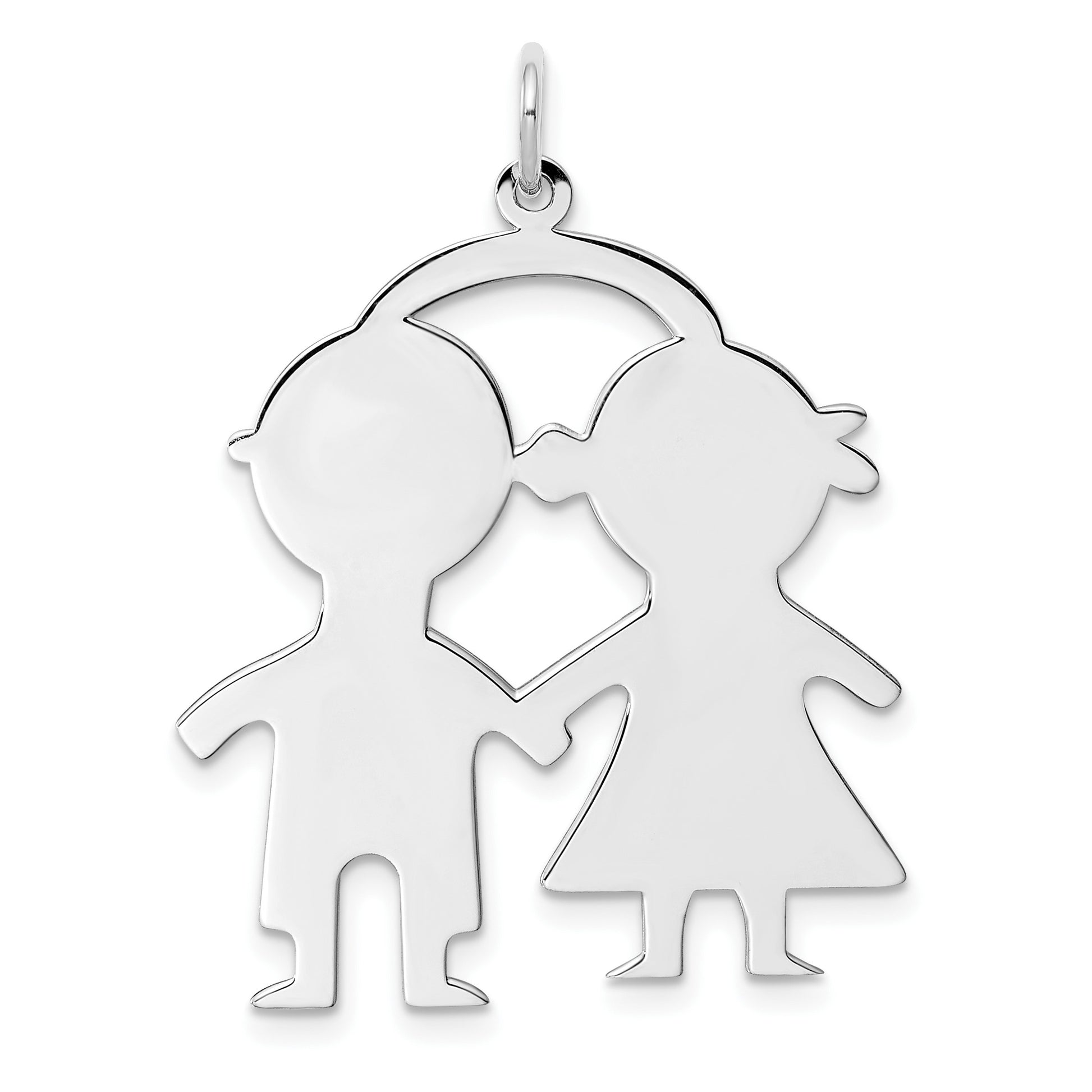 SSilver Rh-plt Engravable Boy/Girl Polished Front/Satin Back Disc Charm