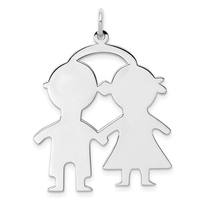 SSilver Rh-plt Engravable Boy/Girl Polished Front/Satin Back Disc Charm