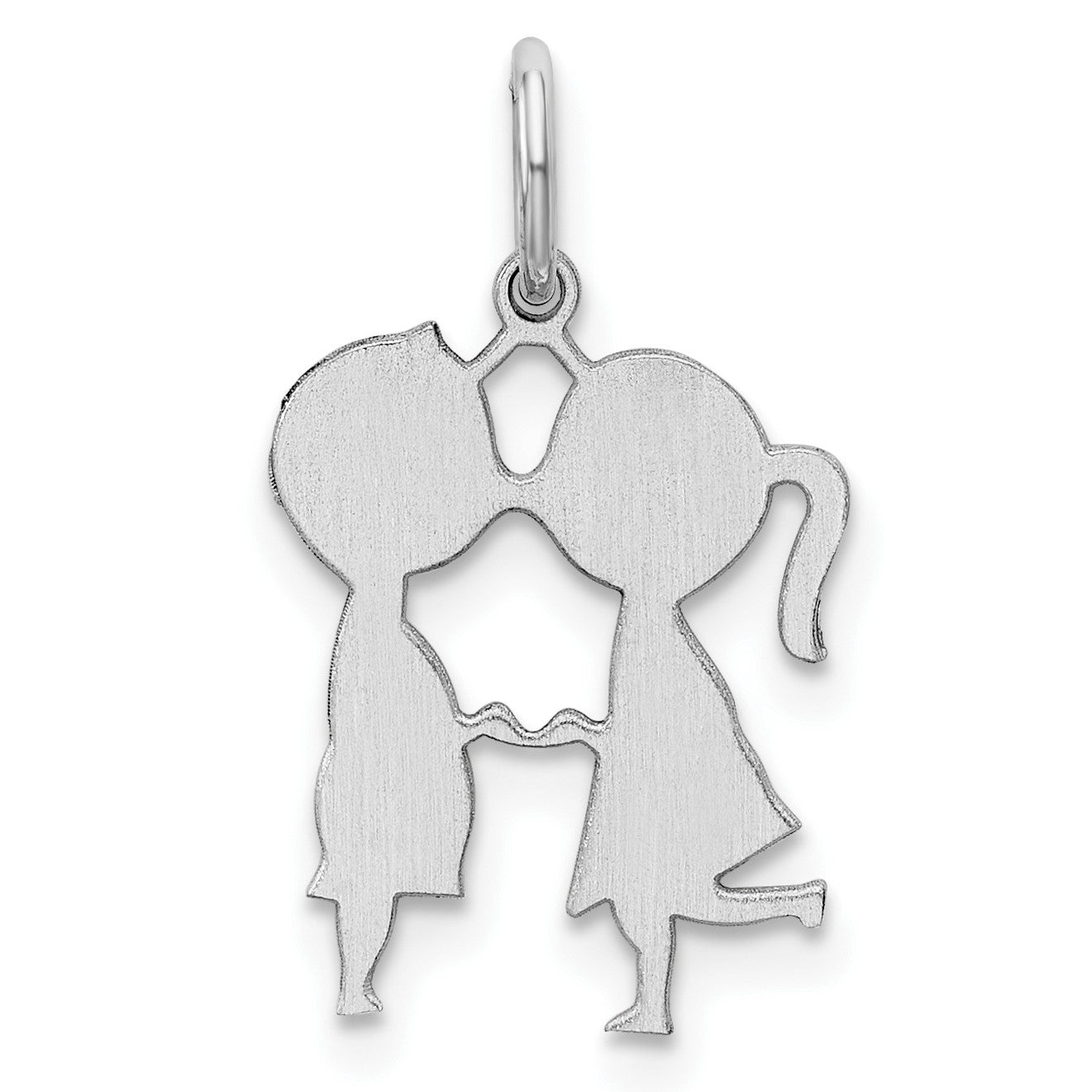 SSilver Rh-plt Engravable Boy/Girl Polished Front/Satin Back Disc Charm