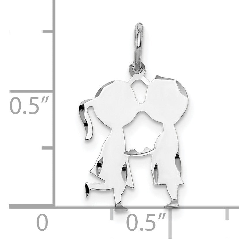 SSilver Rh-plt Engravable Boy/Girl Polished Front/Satin Back Disc Charm