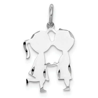 SSilver Rh-plt Engravable Boy/Girl Polished Front/Satin Back Disc Charm