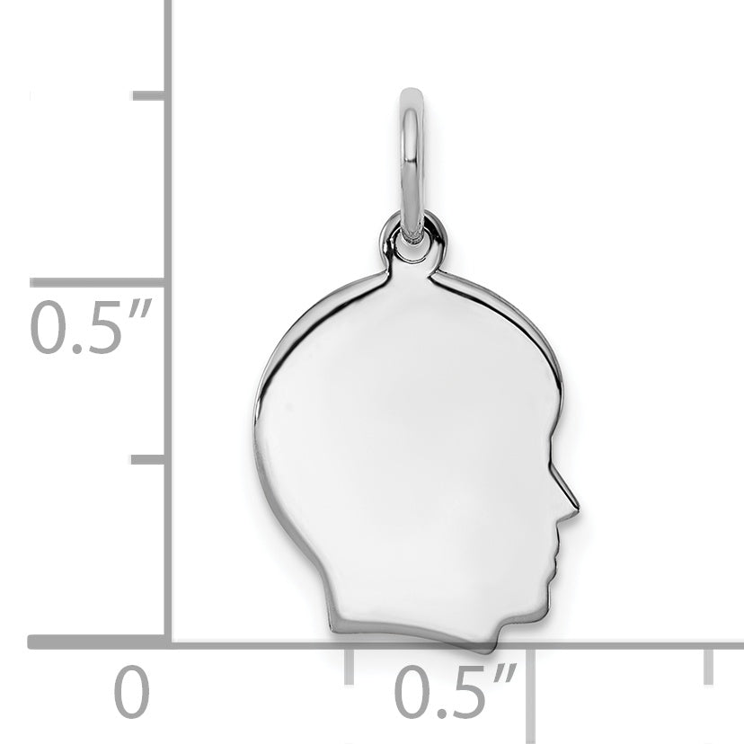 SSilver Rh-plt Engravable Boy Disc Charm Polish on Front/Back