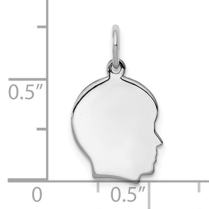 SSilver Rh-plt Engravable Boy Polished Front/Satin Back Disc Charm