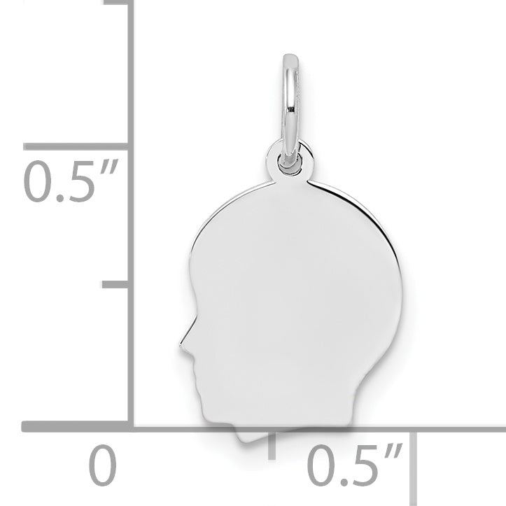 SSilver Rh-plt Engravable Boy Polished Front/Satin Back Disc Charm