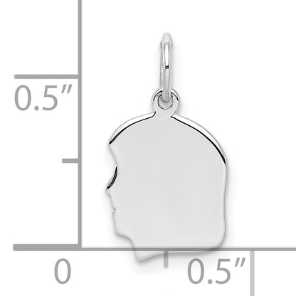 Sterling Silver Rh-plt Engravable Girl Disc Charm Polish on Front/Back
