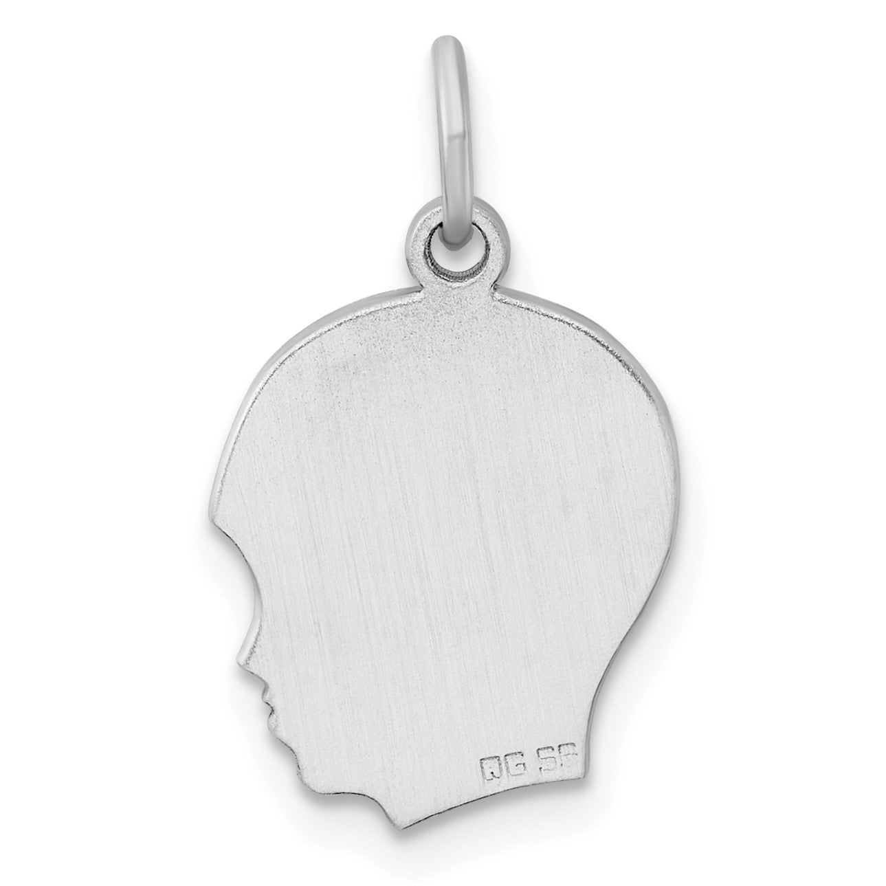 SSilver Rh-plt Engravable Boy Polished Front/Satin Back Disc Charm
