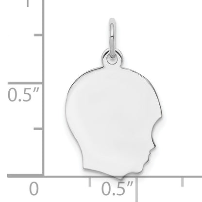 SSilver Rh-plt Engravable Boy Polished Front/Satin Back Disc Charm