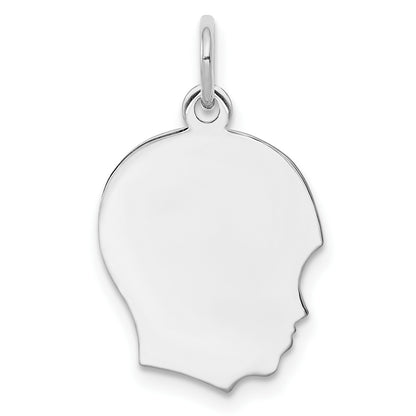 SSilver Rh-plt Engravable Boy Polished Front/Satin Back Disc Charm