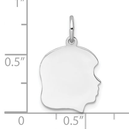 Sterling Silver Rh-plt Engravable Girl Disc Charm Polish on Front/Back