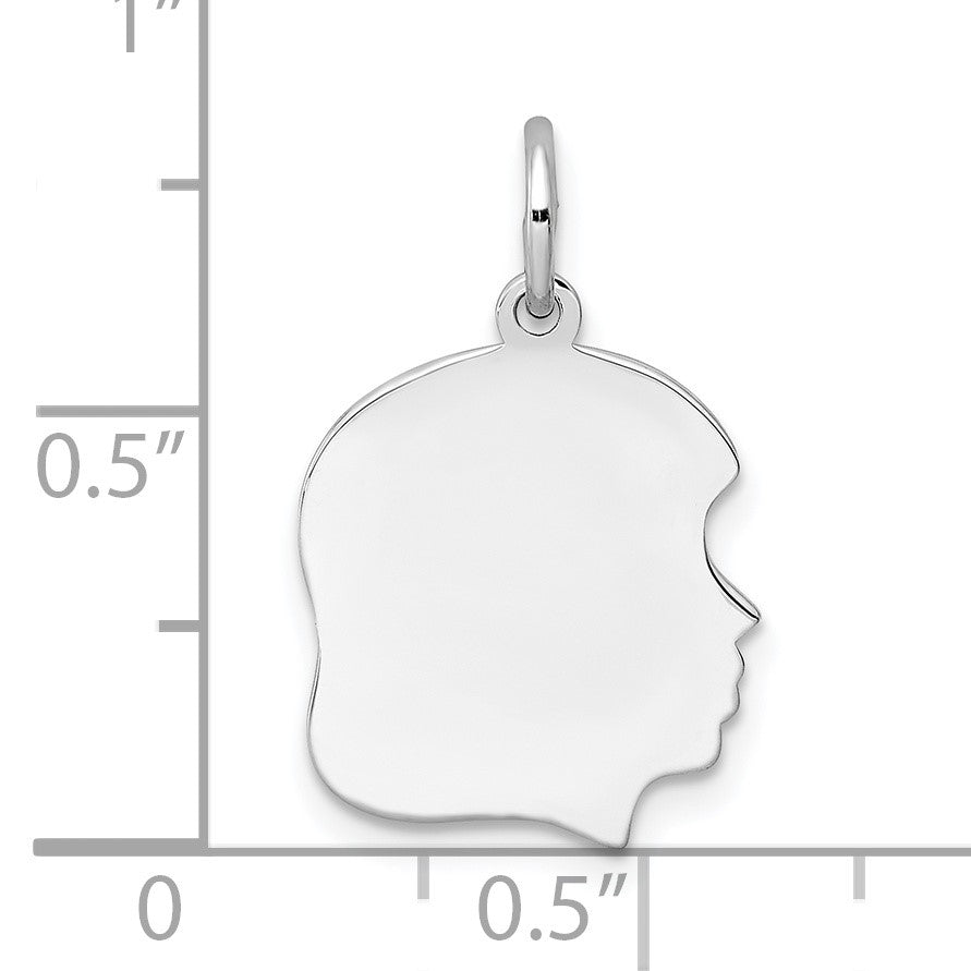 SSilver Rh-plt Engravable Girl Polished Front/Satin Back Disc Charm