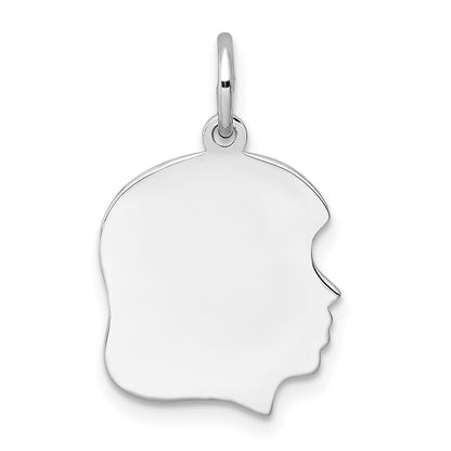 Sterling Silver Rh-plt Engravable Girl Disc Charm Polish on Front/Back