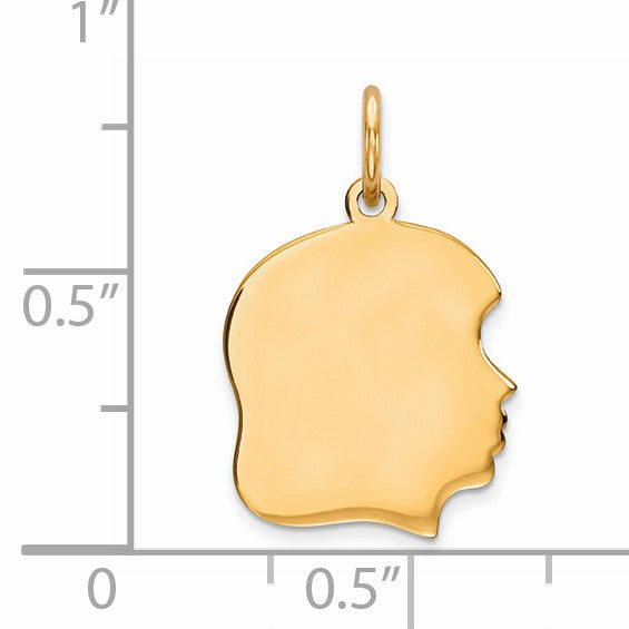 Sterling Silver GP Engravable Girl Polished Disc Charm