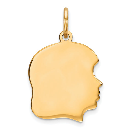 Sterling Silver GP Engravable Girl Polished Disc Charm