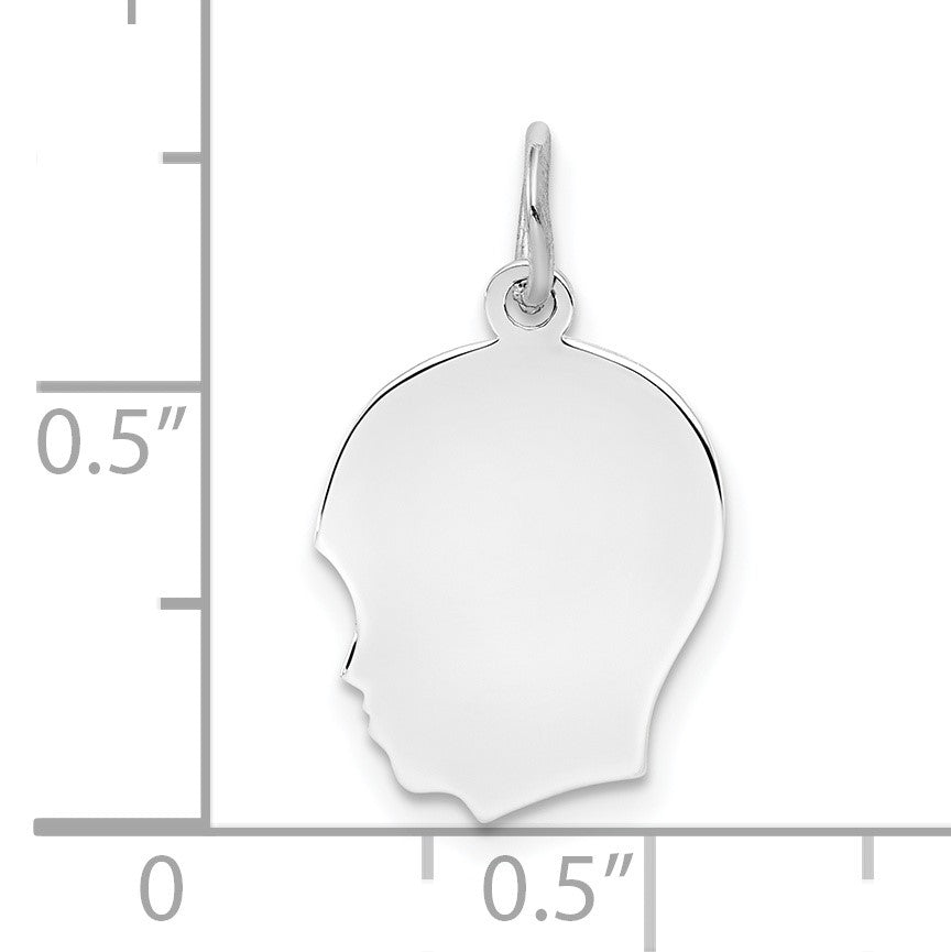 Sterling Silver Rh-plt Engravable Boy Disc Charm Polish on Front/Back