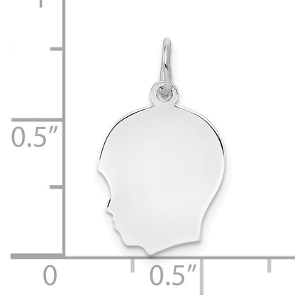 Sterling Silver Rh-plt Engravable Boy Disc Charm Polish on Front/Back