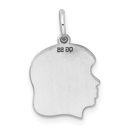 SSilver Rh-plt Engravable Girl Polished Front/Satin Back Disc Charm