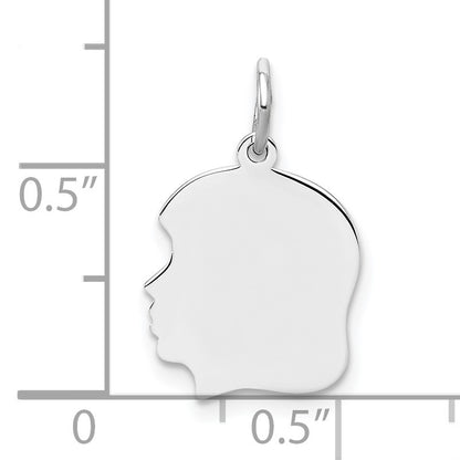 SSilver Rh-plt Engravable Girl Polished Front/Satin Back Disc Charm