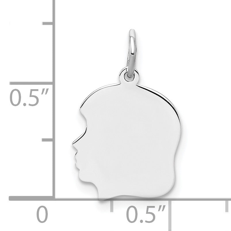 SSilver Rh-plt Engravable Girl Polished Front/Satin Back Disc Charm