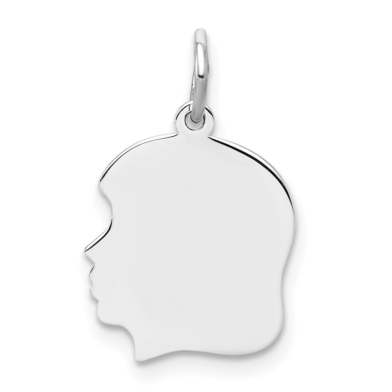 SSilver Rh-plt Engravable Girl Polished Front/Satin Back Disc Charm