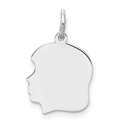 Sterling Silver Rh-plt Engravable Girl Disc Charm Polish on Front/Back