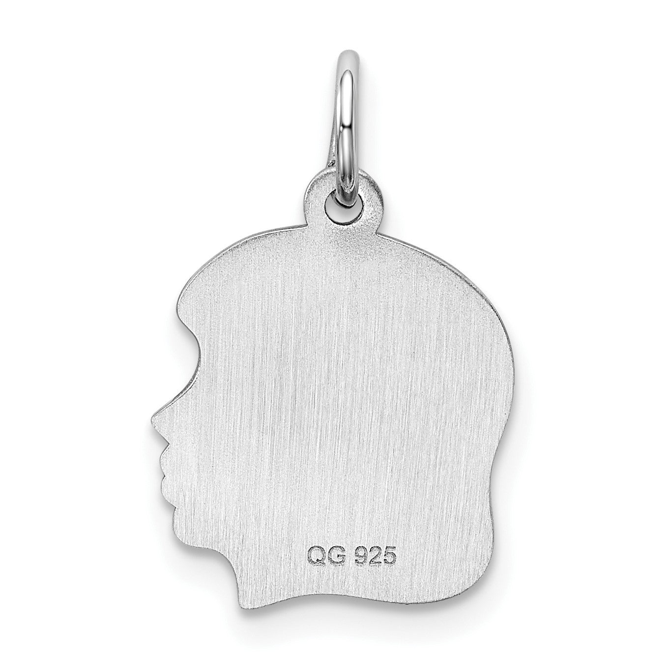 SSilver Rh-plt Engravable Girl Polished Front/Satin Back Disc Charm