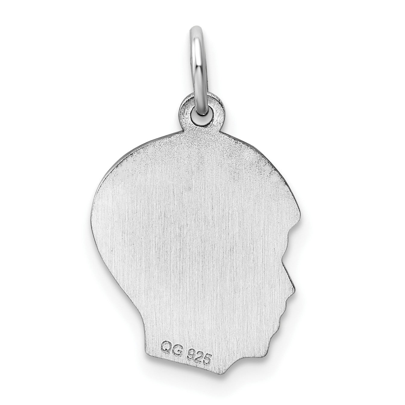 SSilver Rh-plt Engravable Boy Polished Front/Satin Back Disc Charm