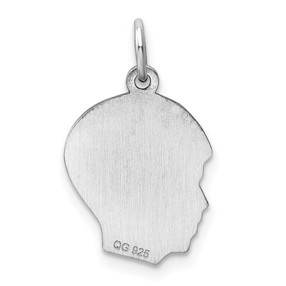 SSilver Rh-plt Engravable Boy Polished Front/Satin Back Disc Charm